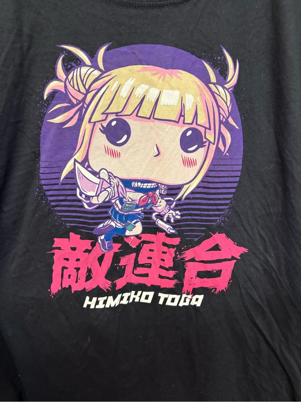 pop Kids Graphic Tee — Black with Purple & Pink Art